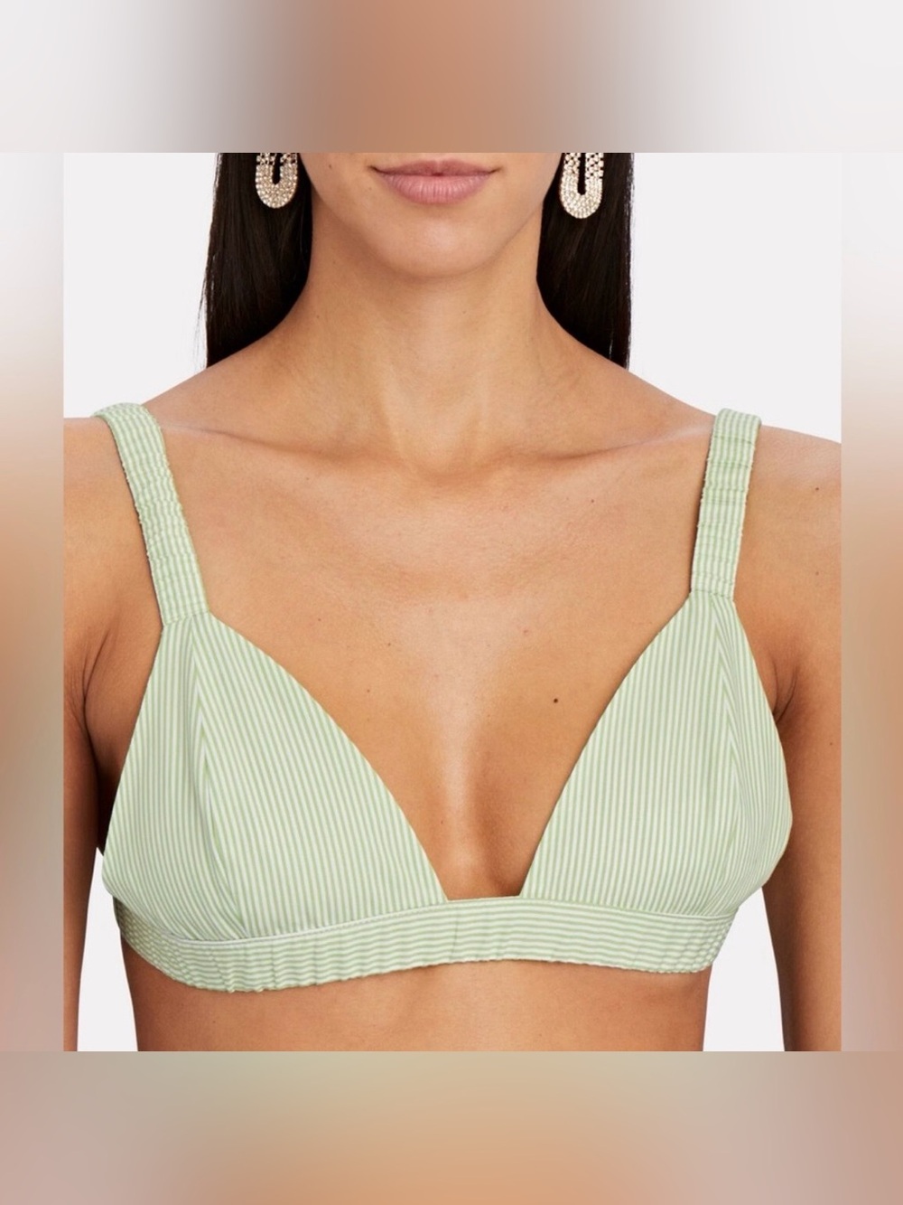 Intermix Lidaan Laura Green Striped Poplin Cotton Bralette Bra S
